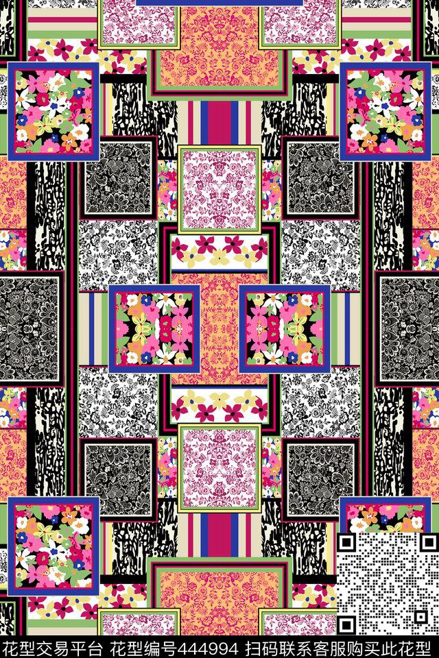 叠加随机小方块方巾小碎花传统印花华亿平台下载（图片编号: 444994） - 瓦栏（Walan）