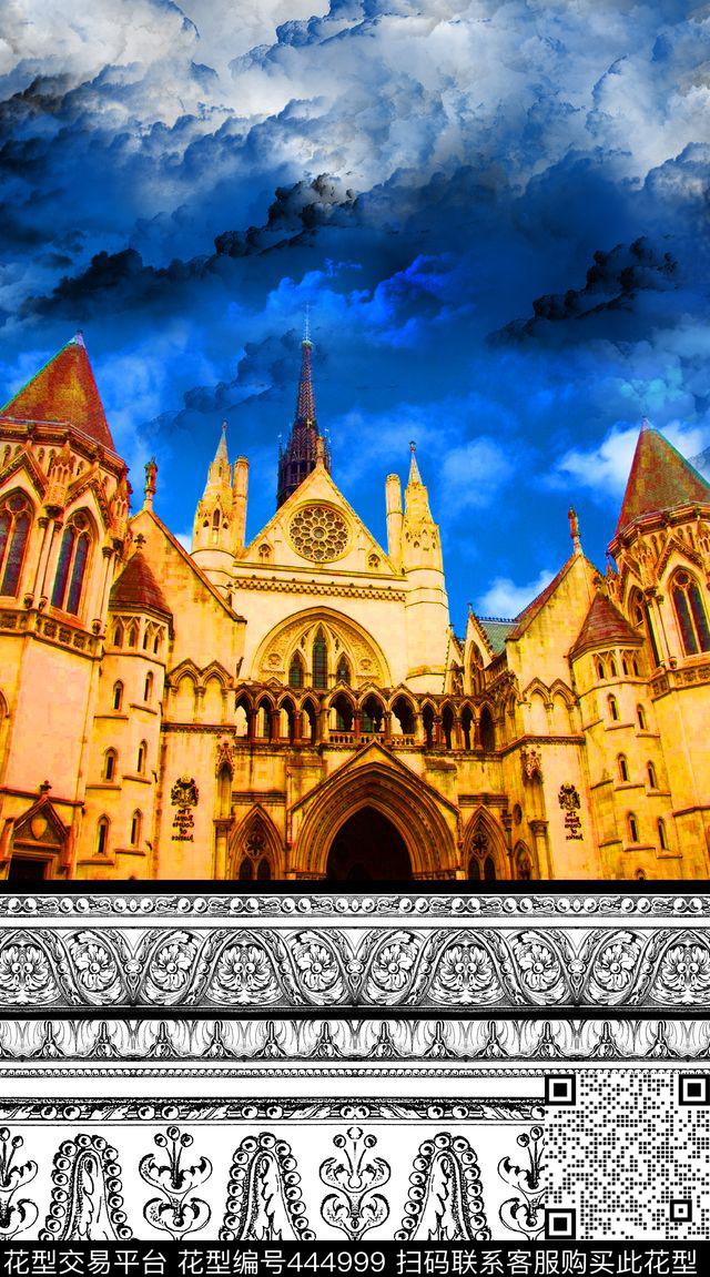 照片景观欧洲古城堡复古数码印花华亿平台下载（图片编号: 444999） - 瓦栏（Walan）