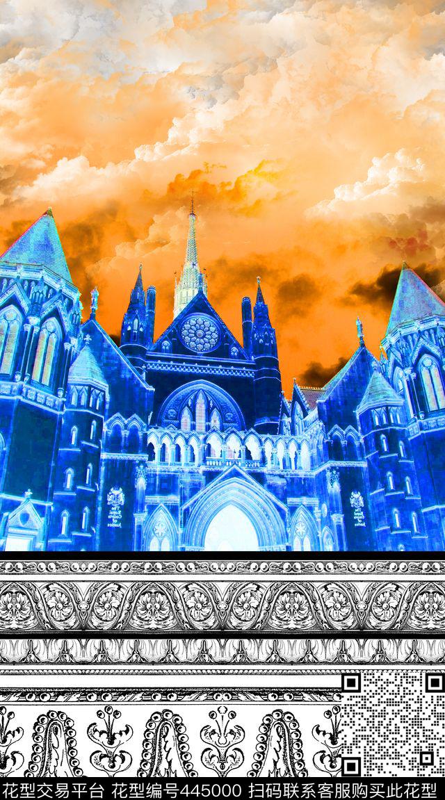 照片景观欧洲古城堡复古数码印花华亿平台下载（图片编号: 445000） - 瓦栏（Walan）