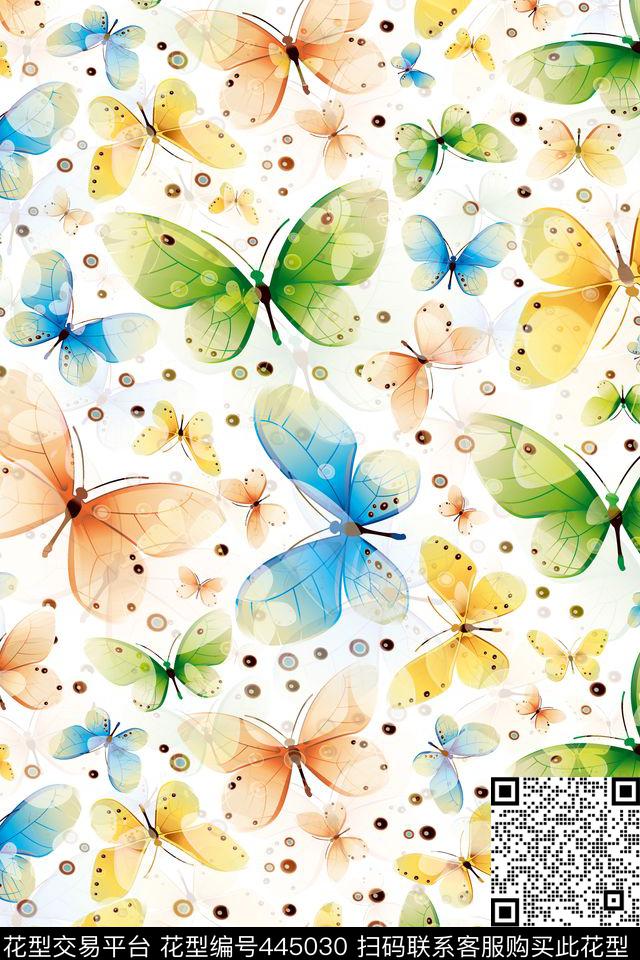 炫彩蝴蝶抽象数码印花华亿平台下载（图片编号: 445030） - 瓦栏（Walan）
