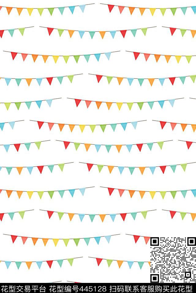 清新简约时尚小彩旗传统印花华亿平台下载（图片编号: 445128） - 瓦栏（Walan）