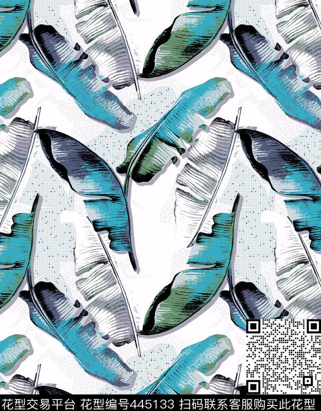 叶子热带休闲传统印花华亿平台下载（图片编号: 445133） - 瓦栏（Walan）