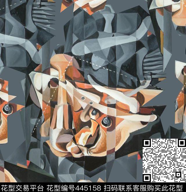 潮流抽象复古数码印花华亿平台下载（图片编号: 445158） - 瓦栏（Walan）