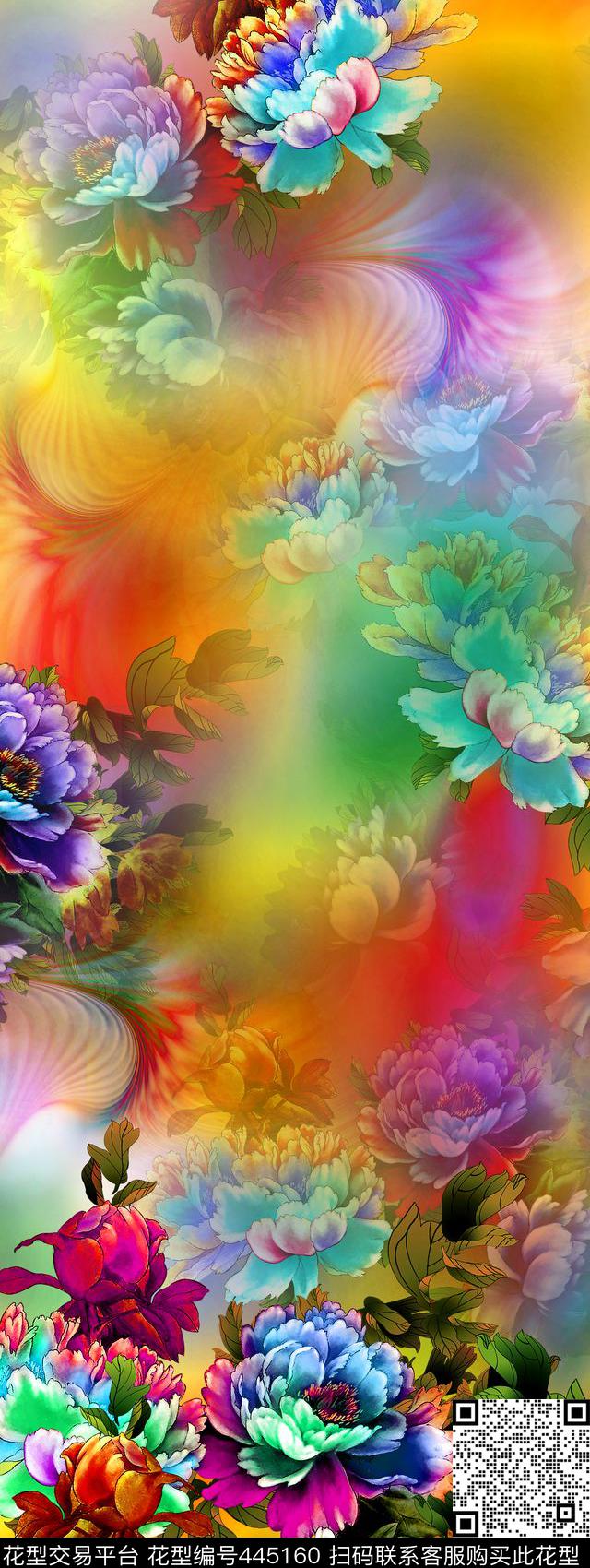 花卉牡丹时尚数码印花华亿平台下载（图片编号: 445160） - 瓦栏（Walan）