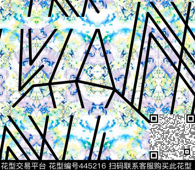 幻彩花几何欧美数码印花华亿平台下载（图片编号: 445216） - 瓦栏（Walan）