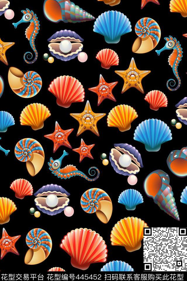可爱卡通贝壳传统印花华亿平台下载（图片编号: 445452） - 瓦栏（Walan）
