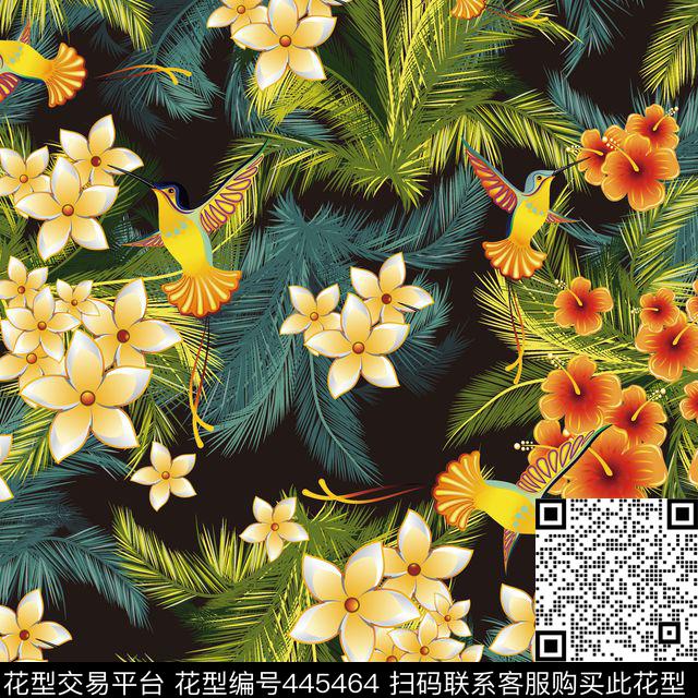 叶子热带动物传统印花华亿平台下载（图片编号: 445464） - 瓦栏（Walan）