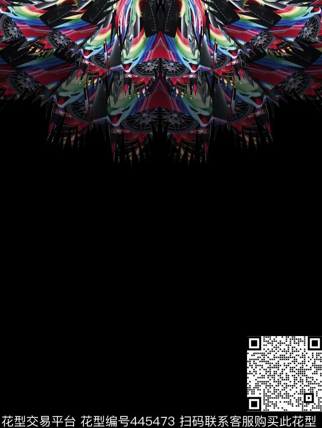 潮流复古抽象数码印花华亿平台下载（图片编号: 445473） - 瓦栏（Walan）