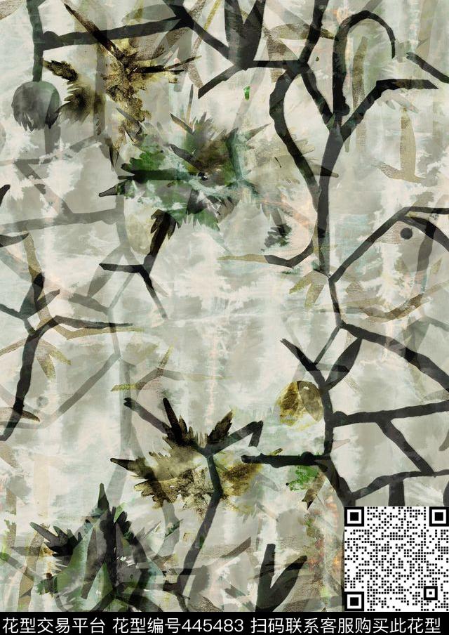 破旧残花复古传统印花华亿平台下载（图片编号: 445483） - 瓦栏（Walan）