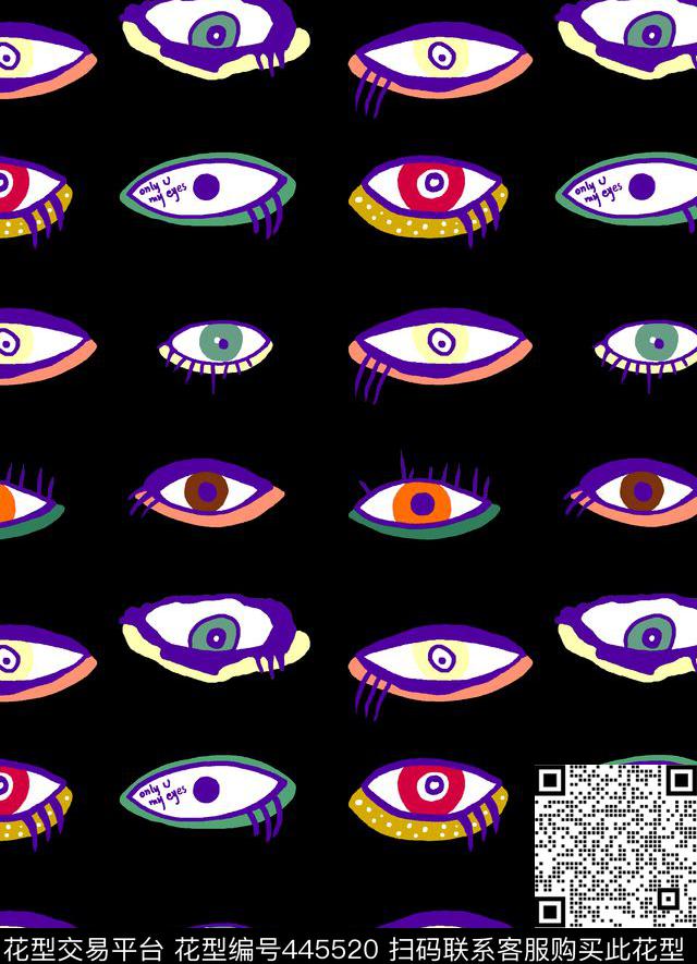 眼睛手绘简约传统印花华亿平台下载（图片编号: 445520） - 瓦栏（Walan）
