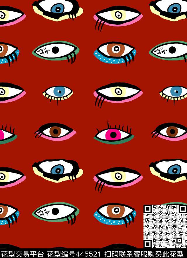 眼睛手绘简约传统印花华亿平台下载（图片编号: 445521） - 瓦栏（Walan）