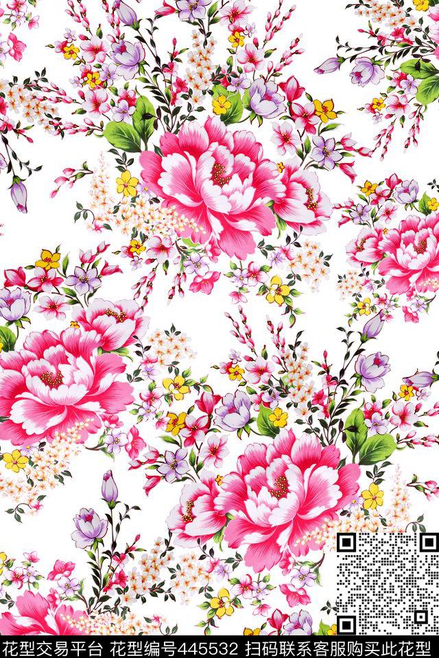 东北风大花布复古数码印花华亿平台下载（图片编号: 445532） - 瓦栏（Walan）