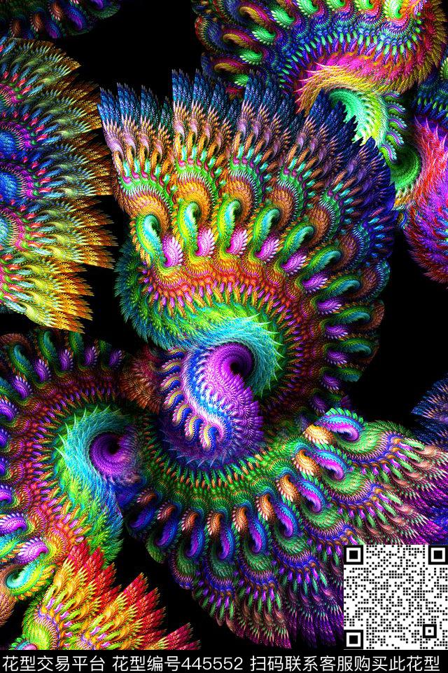 抽象分形羽毛数码印花华亿平台下载（图片编号: 445552） - 瓦栏（Walan）