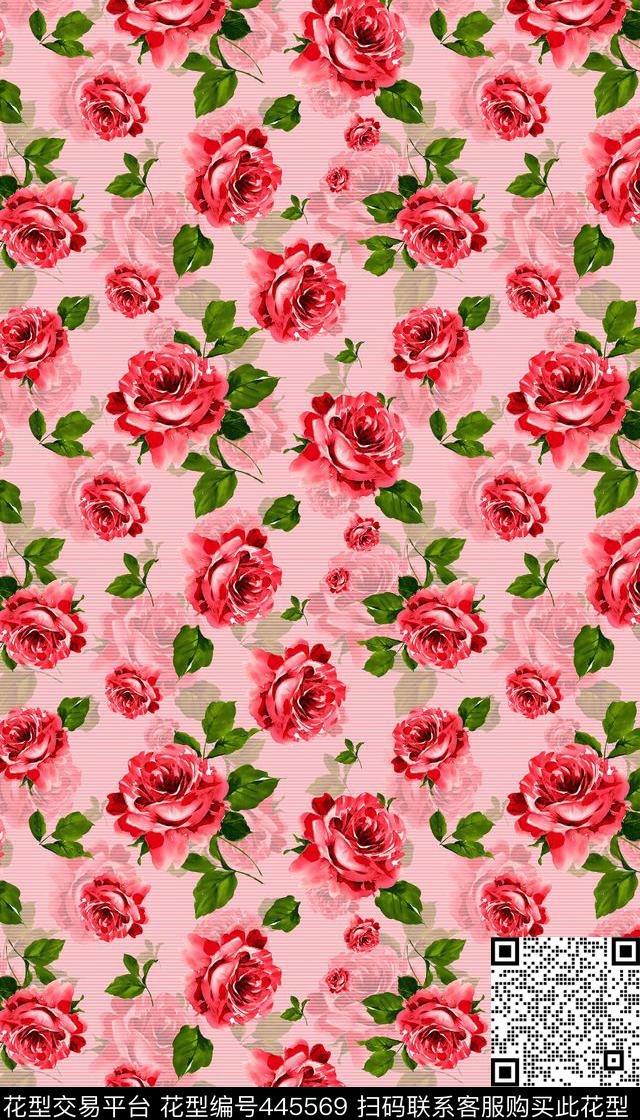 华丽玫瑰传统印花华亿平台下载（图片编号: 445569） - 瓦栏（Walan）