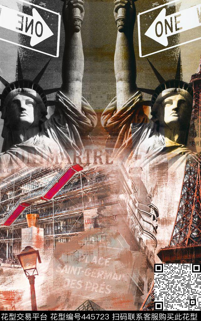 埃菲尔铁塔潮流时尚衬衫T恤数码印花华亿平台下载（图片编号: 445723） - 瓦栏（Walan）