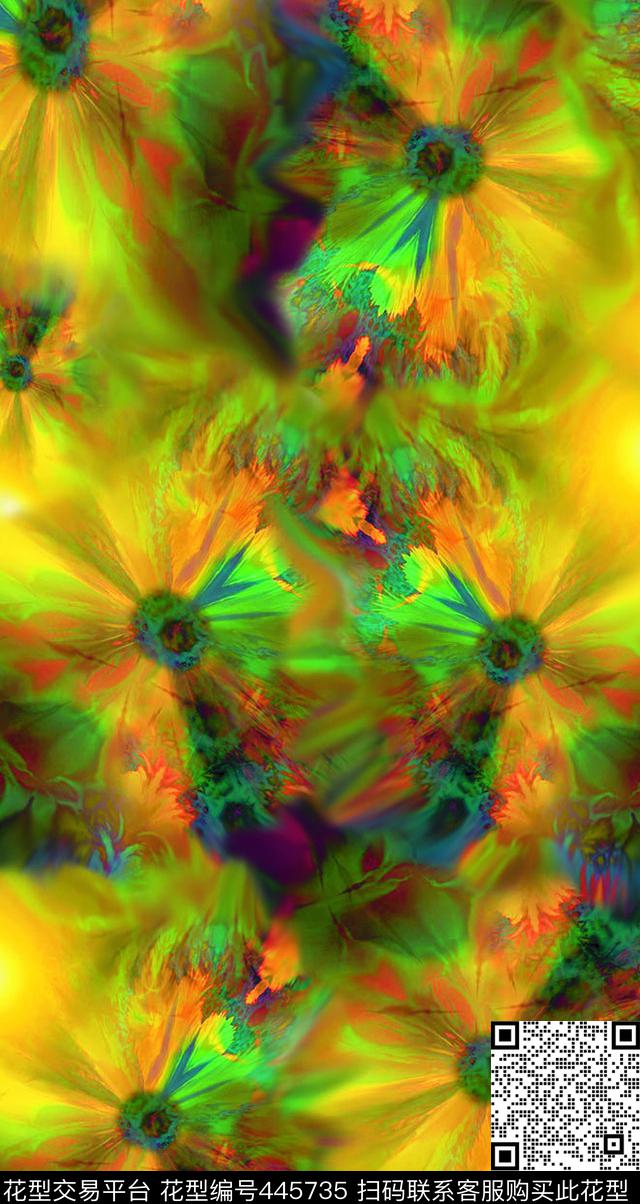 现代分形花卉图案分形花卉类数码印花华亿平台下载（图片编号: 445735） - 瓦栏（Walan）