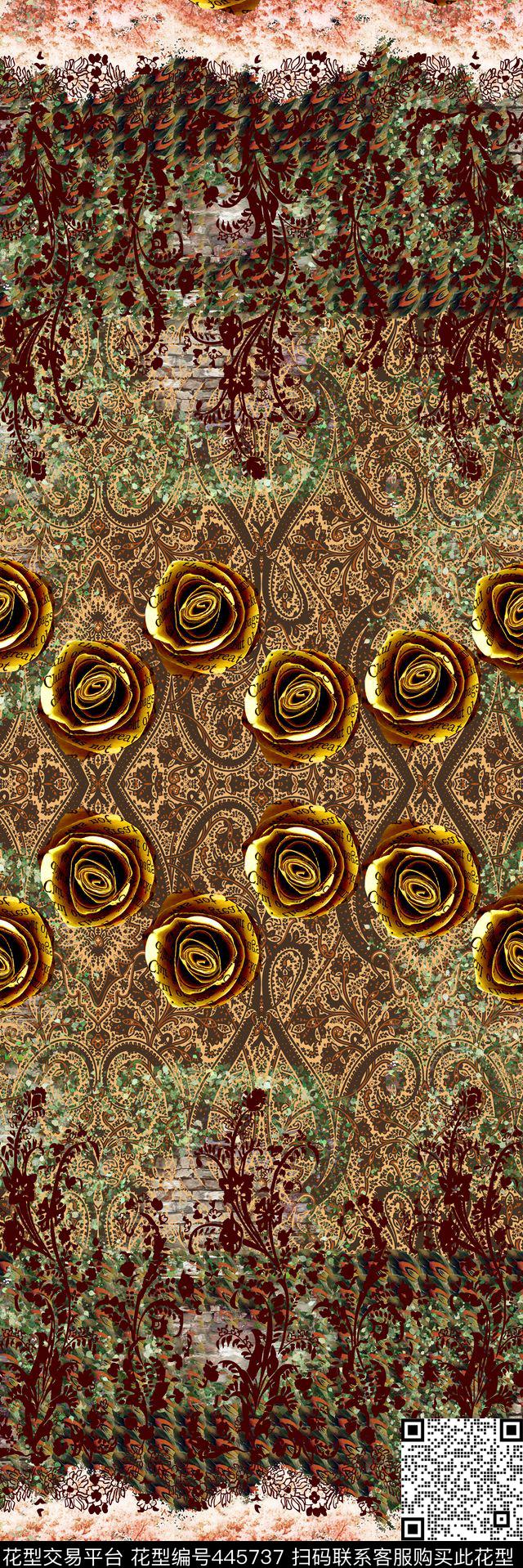 定位经典纸花数码印花华亿平台下载（图片编号: 445737） - 瓦栏（Walan）