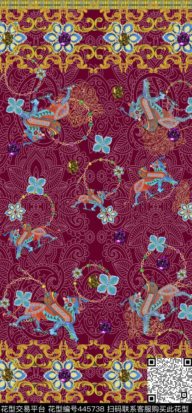 定位华亿平台中东珠宝元素数码印花华亿平台下载（图片编号: 445738） - 瓦栏（Walan）