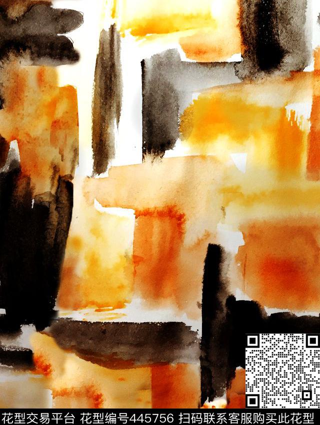 抽象色彩拼接水彩色块数码印花华亿平台下载（图片编号: 445756） - 瓦栏（Walan）