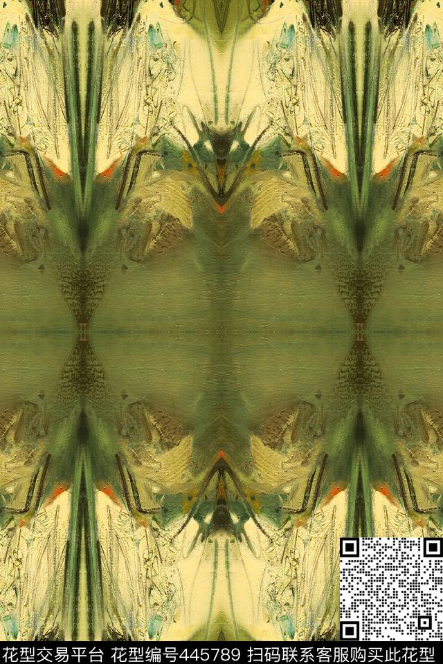 抽象石膏效果油画写意数码印花华亿平台下载（图片编号: 445789） - 瓦栏（Walan）