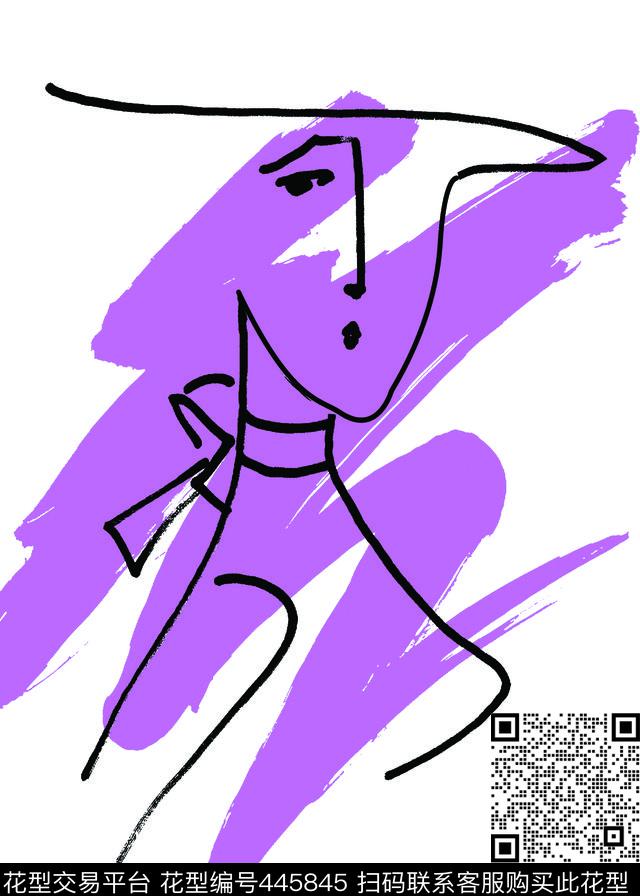 流行手绘人物现代主义传统印花华亿平台下载（图片编号: 445845） - 瓦栏（Walan）