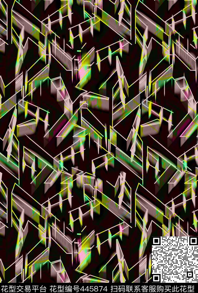 休闲抽象抽像彩色图案数码印花华亿平台下载（图片编号: 445874） - 瓦栏（Walan）