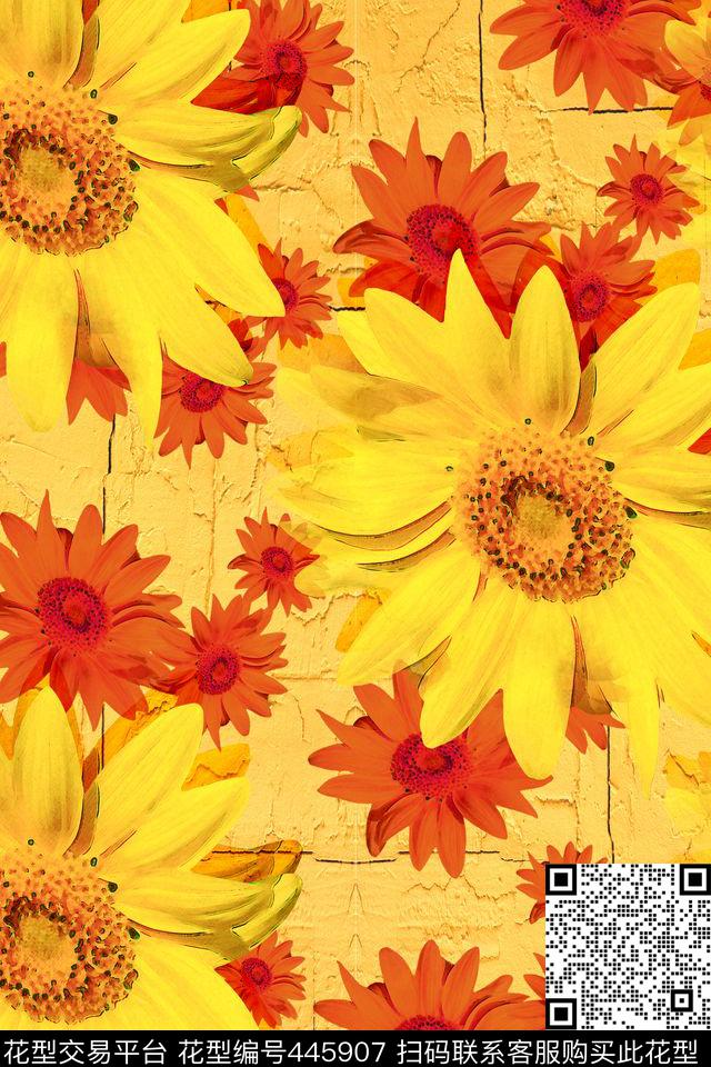 菊花花卉亮数码印花华亿平台下载（图片编号: 445907） - 瓦栏（Walan）