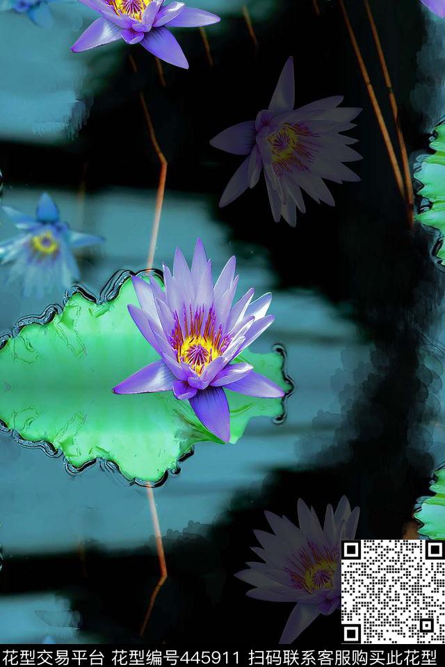 花卉清新时尚数码印花华亿平台下载（图片编号: 445911） - 瓦栏（Walan）