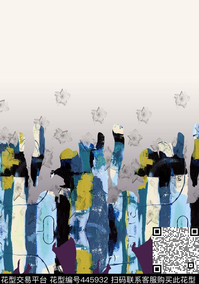 渐变肌理笔触数码印花华亿平台下载（图片编号: 445932） - 瓦栏（Walan）