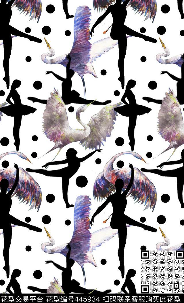 芭蕾舞波点抽象数码印花华亿平台下载（图片编号: 445934） - 瓦栏（Walan）
