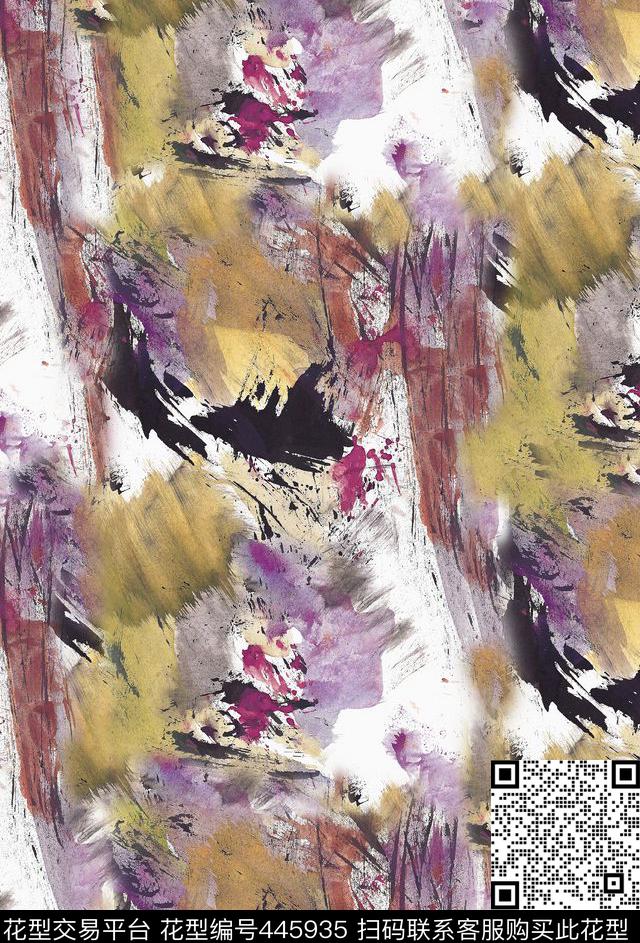 抽象肌理色块笔触数码印花华亿平台下载（图片编号: 445935） - 瓦栏（Walan）