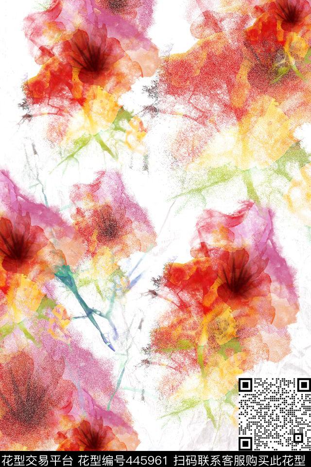 水墨时尚大气数码印花华亿平台下载（图片编号: 445961） - 瓦栏（Walan）