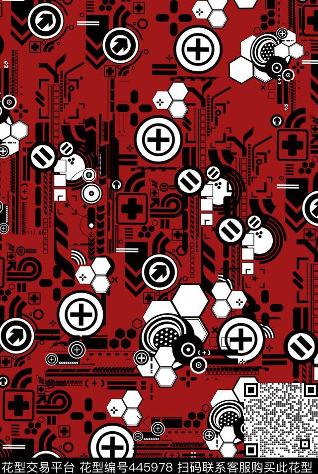 单色几何流行时尚传统印花华亿平台下载（图片编号: 445978） - 瓦栏（Walan）