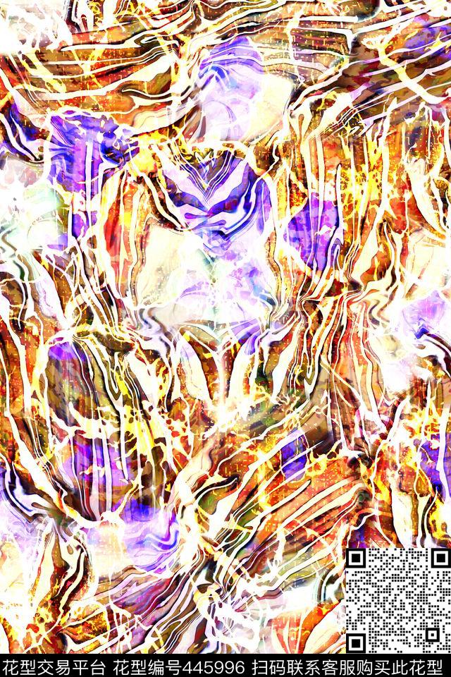 抽象抽象纹路线条数码印花华亿平台下载（图片编号: 445996） - 瓦栏（Walan）