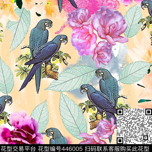 花卉古典时尚数码印花华亿平台下载（图片编号: 446005） - 瓦栏（Walan）