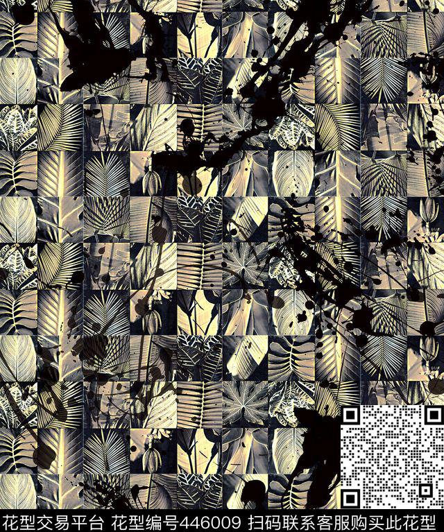 复古泼墨格子数码印花华亿平台下载（图片编号: 446009） - 瓦栏（Walan）