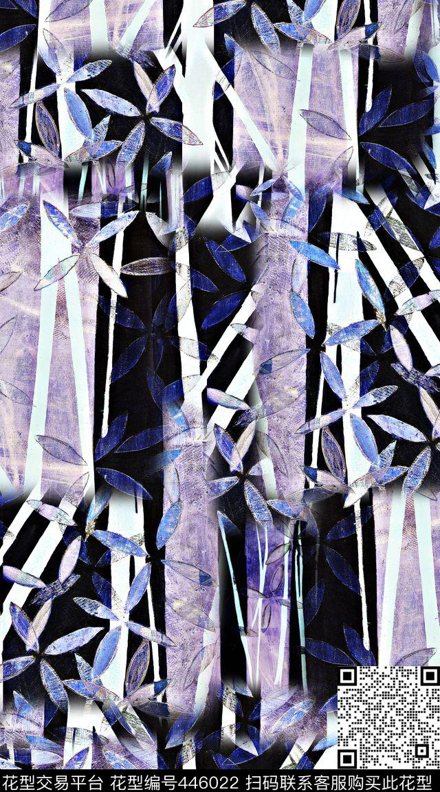 滤色插画竹林数码印花华亿平台下载（图片编号: 446022） - 瓦栏（Walan）