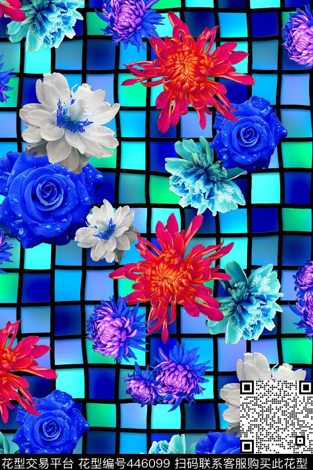 花卉明艳靓丽数码印花华亿平台下载（图片编号: 446099） - 瓦栏（Walan）