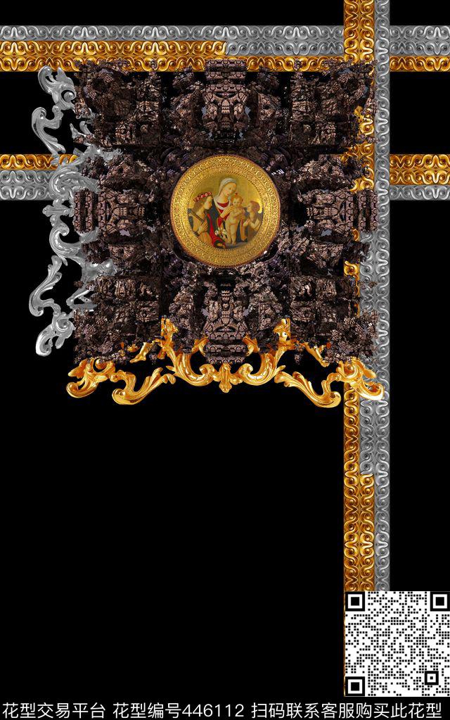 男装宗教元素中世纪装饰花纹数码印花华亿平台下载（图片编号: 446112） - 瓦栏（Walan）