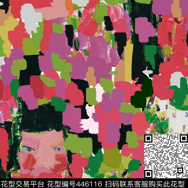 潮流复古抽象数码印花华亿平台下载（图片编号: 446116） - 瓦栏（Walan）
