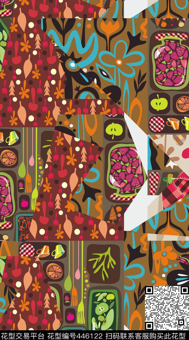 抽象拼布数码数码印花华亿平台下载（图片编号: 446122） - 瓦栏（Walan）