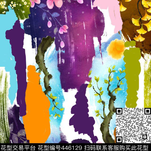 潮流抽象风景数码印花华亿平台下载（图片编号: 446129） - 瓦栏（Walan）