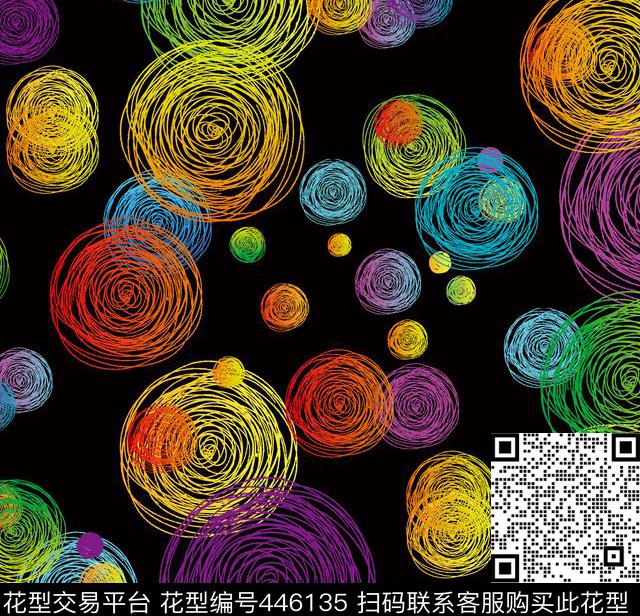 黑底线条几何传统印花华亿平台下载（图片编号: 446135） - 瓦栏（Walan）