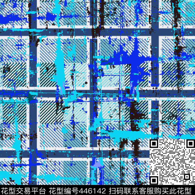 波点格子花数码印花华亿平台下载（图片编号: 446142） - 瓦栏（Walan）