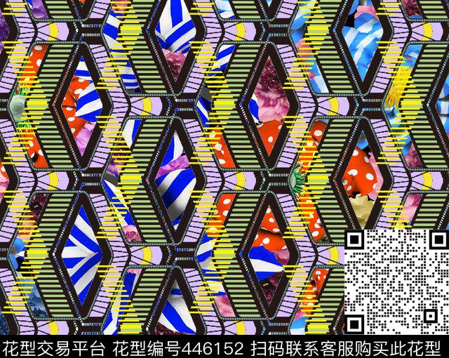 几何花格子数码印花华亿平台下载（图片编号: 446152） - 瓦栏（Walan）