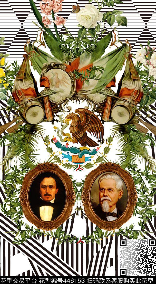 定位花复古花卉花鸟数码印花华亿平台下载（图片编号: 446153） - 瓦栏（Walan）