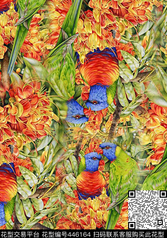 抽象花动物数码印花华亿平台下载（图片编号: 446164） - 瓦栏（Walan）