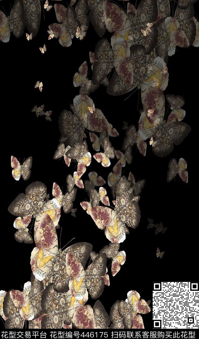 蝴蝶花卉旋律数码印花华亿平台下载（图片编号: 446175） - 瓦栏（Walan）