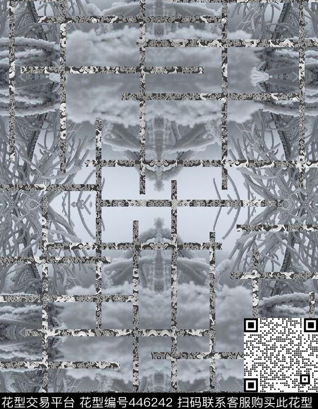 花纹雪景羽绒服数码印花华亿平台下载（图片编号: 446242） - 瓦栏（Walan）