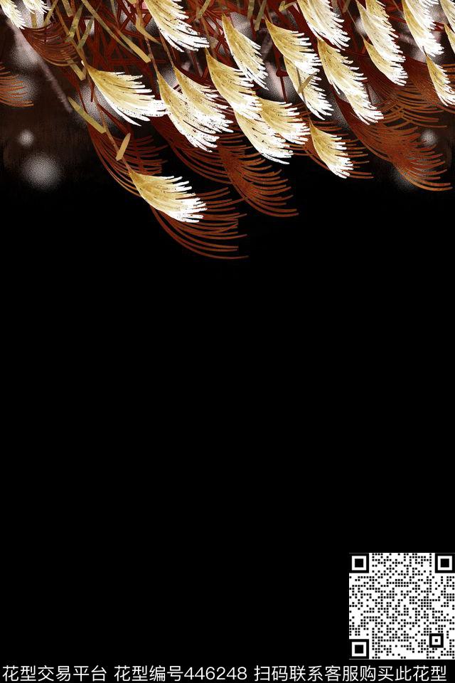 定位时尚芦苇羽毛数码印花华亿平台下载（图片编号: 446248） - 瓦栏（Walan）